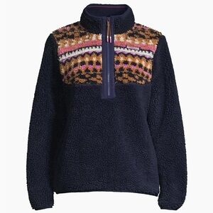 Vineyard Vines Size MEDIUM Fair Isle Sherpa Fleece Half Zip Pullover Sweatshirt